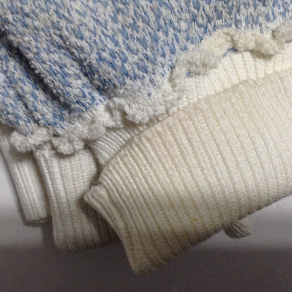 Free People Womens Sweater Blue Large Pullover White Cuff Loose Knit - Picture 13 of 13